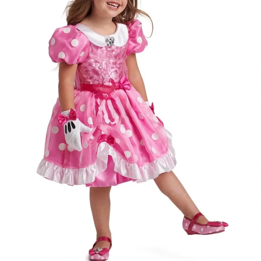 Disney Minnie Mouse Pink and White Polka Dot Costume Dress Size US 2